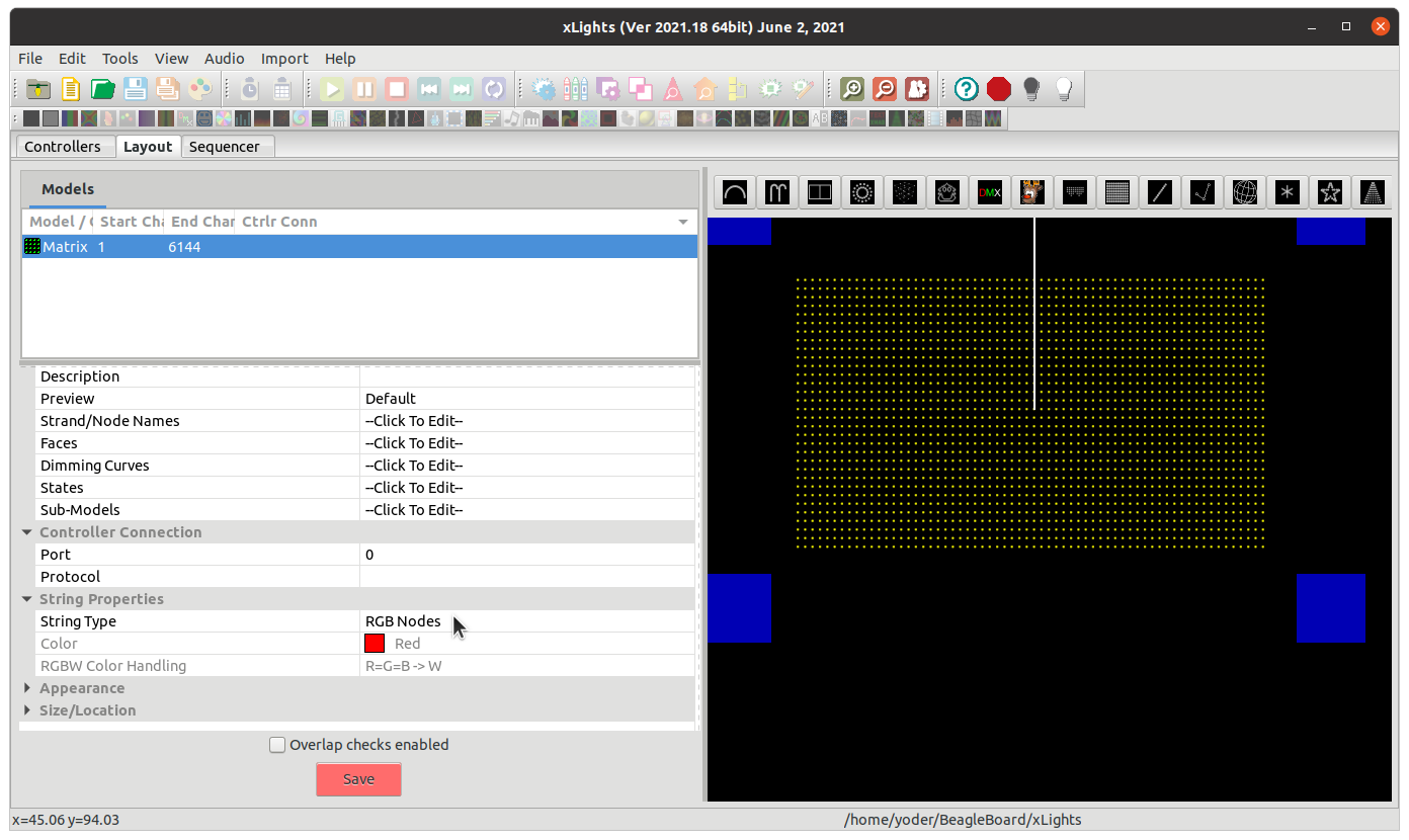 Layout details for P5 matrix